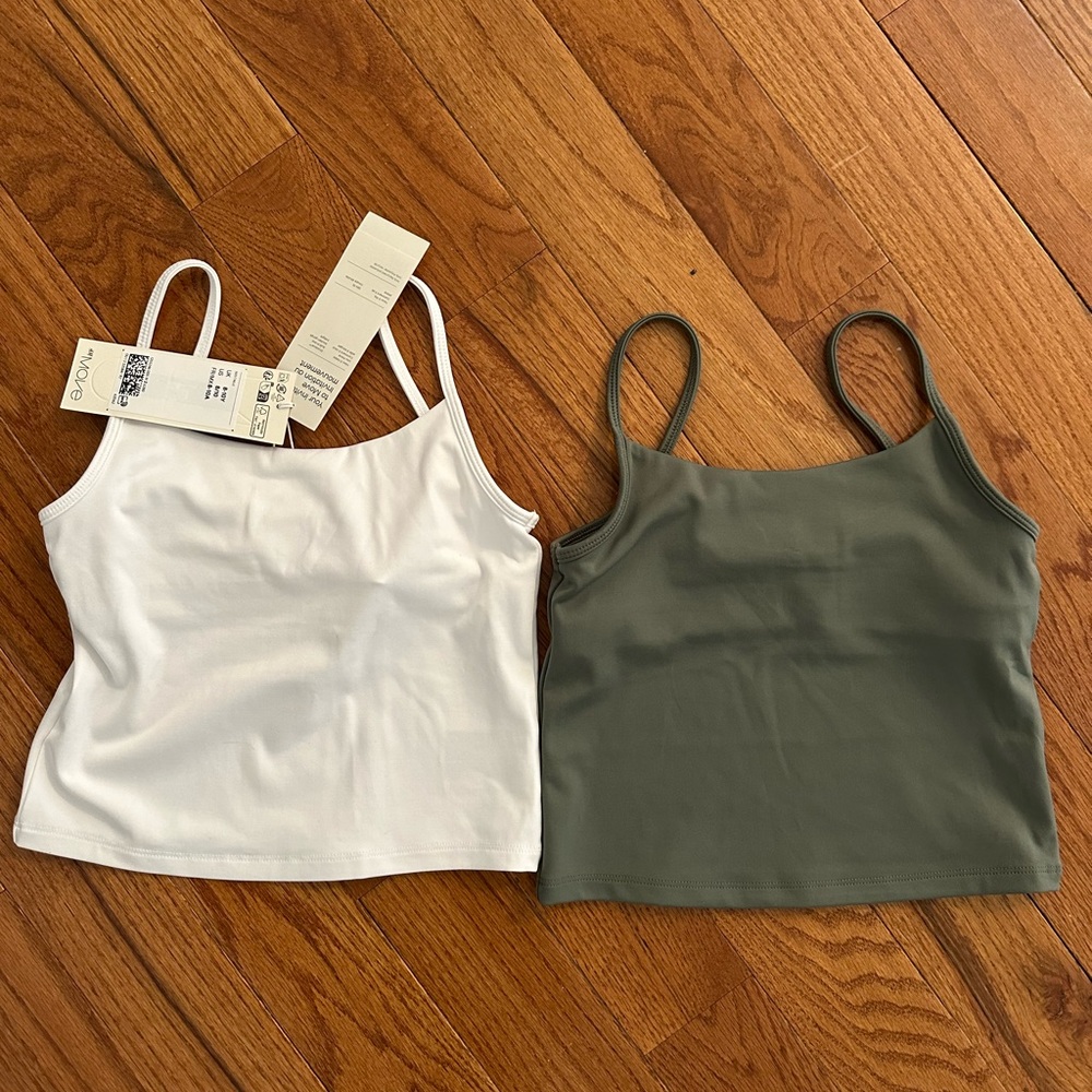 H&M White and Olive Camisole Tops